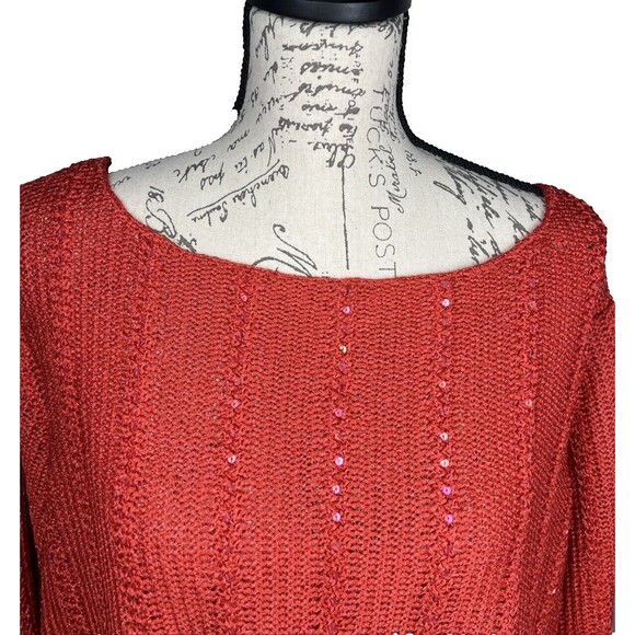 Emme Scoop Neck Sweater Womens Size Large (2) Speckled Holiday Fancy Sequins Rib - Picture 3 of 15